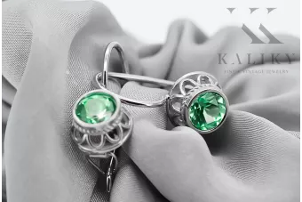 Emerald Sterling silver 925 Earrings Vintage Jewlery vec117s